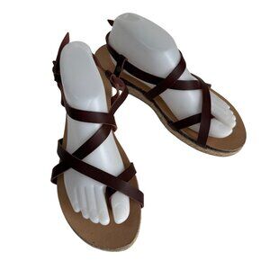 Esprit Espadrille Strappy Sandals Judy Wade Brown 8.5 M Buckle Boho Casual